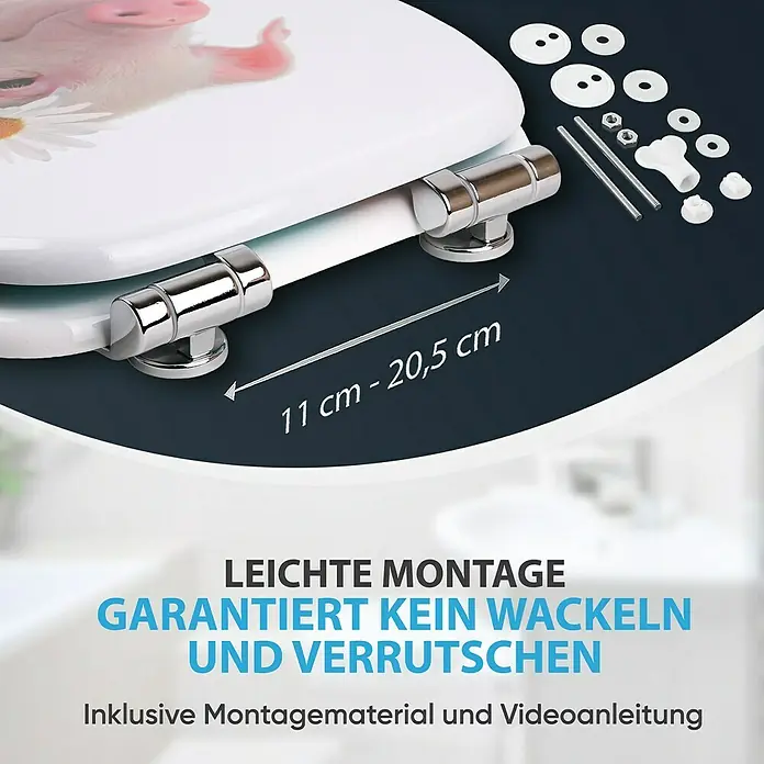 SANILO WC-Sitz Schwein mit Absenkautomatik - MDF, Türkis, Mit Absenkautomatik