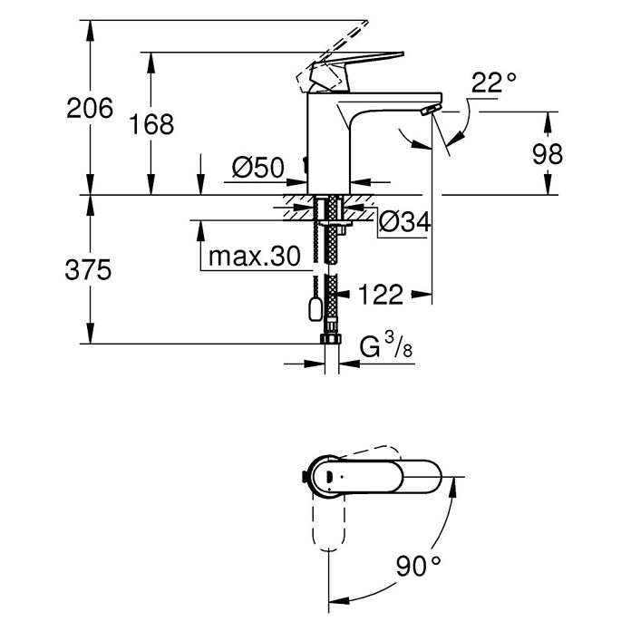 Grohe Eurosmart Cosmopolitan Wastafelkraan M-Size (Chroom, Glanzend) | BAUHAUS