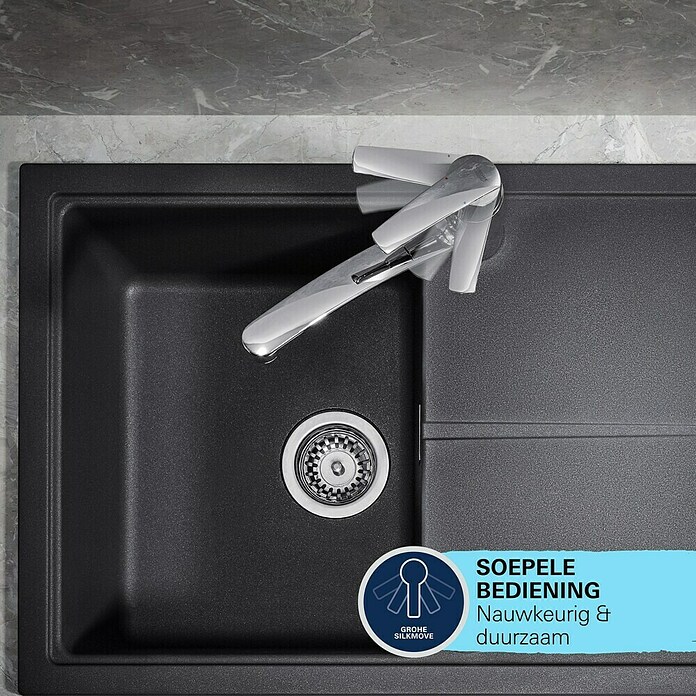 Grohe QuickFix Keukenkraan Start (Supersteel RVS look, Zwenkbereik: 90 °) | BAUHAUS