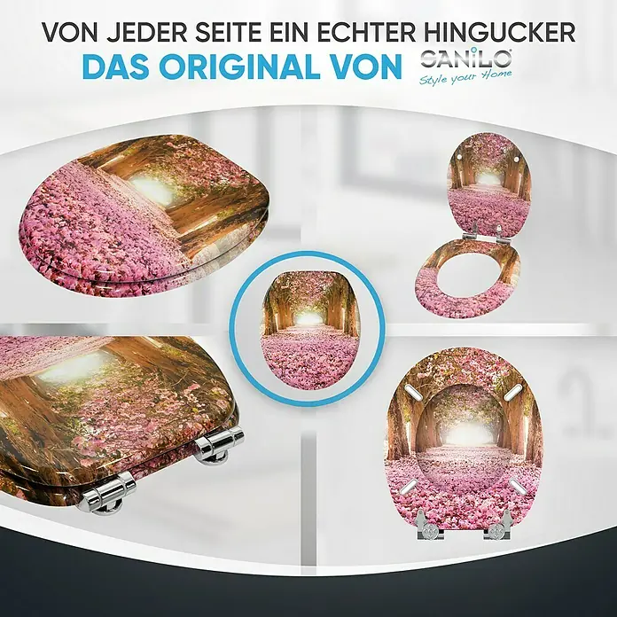 SANILO WC-Sitz Romantik mit Absenkautomatik - MDF, Pink, Mit Absenkautomatik