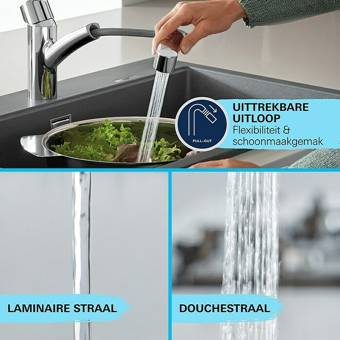Grohe QuickFix Keukenkraan Start (Supersteel RVS look, Zwenkbereik: 90 °) | BAUHAUS
