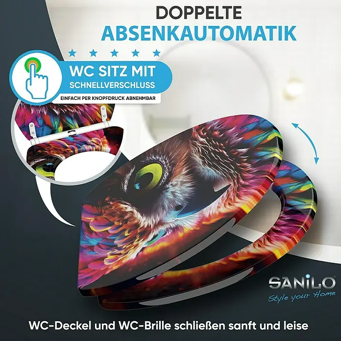 SANILO WC-Sitz Aurora mit Schnellverschluss - MDF, Pink, Mit Absenkautomatik