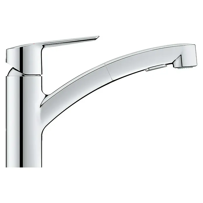 Grohe QuickFix Start Grifo de cocina - Cromo, Extensible, Brillante - Grifo de cocina cromado moderno con rociador extraíble.