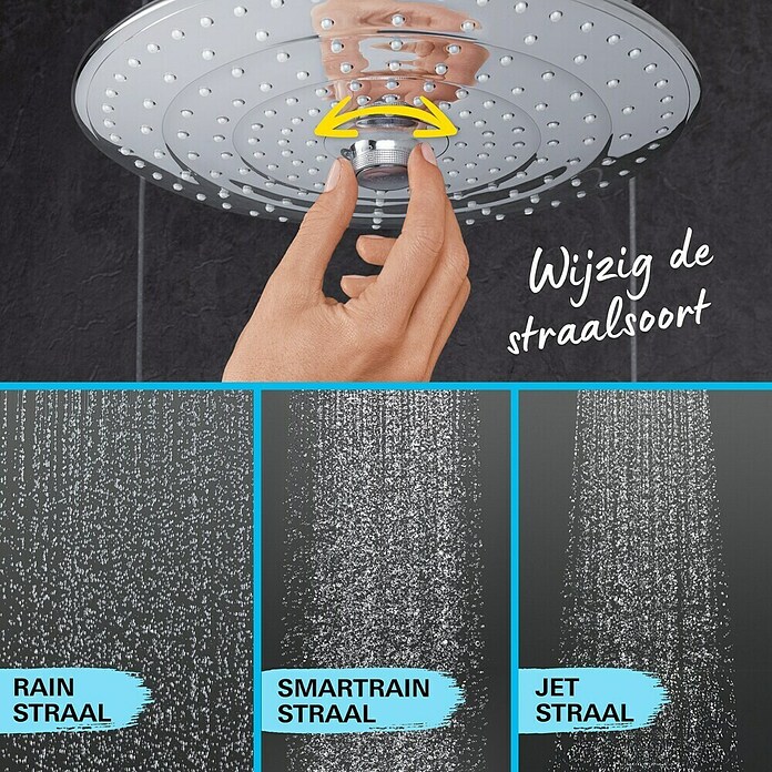 Grohe Vitalio Joy Douchesysteem 260 (Gatafstand: 100,5 cm, Aantal straalsoorten: 3 st., Chroom) | BAUHAUS