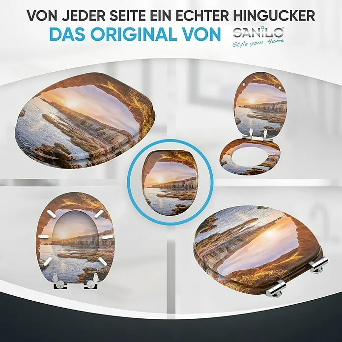 SANILO WC-Sitz Bay mit Absenkautomatik - MDF, Braun, Mit Absenkautomatik