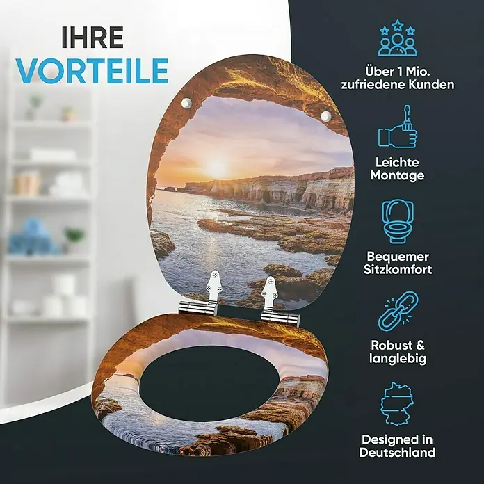 SANILO WC-Sitz Bay mit Absenkautomatik - MDF, Braun, Mit Absenkautomatik