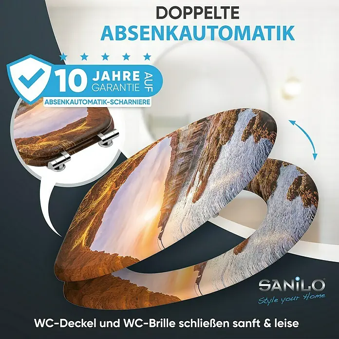 SANILO WC-Sitz Bay mit Absenkautomatik - MDF, Braun, Mit Absenkautomatik