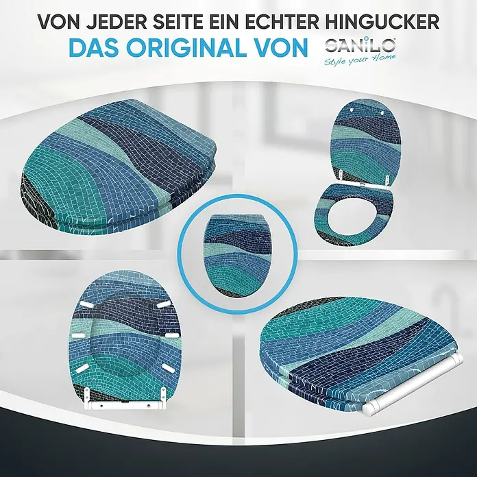 SANILO WC-Sitz Marin mit Schnellverschluss - MDF, Blau, Mit Absenkautomatik