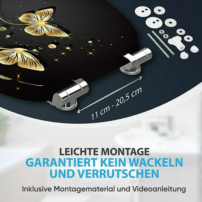 SANILO WC-Sitz Silhouette mit Absenkautomatik - MDF, Schwarz, Mit Absenkautomatik