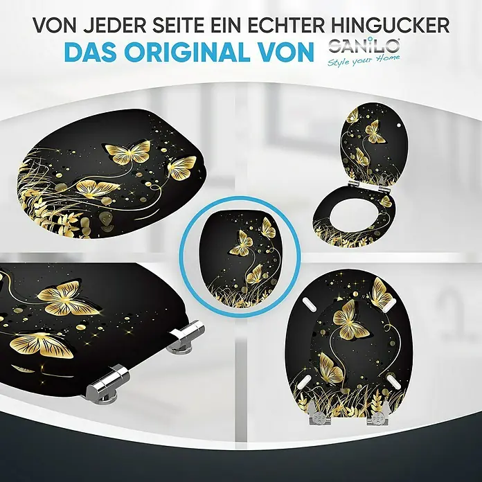 SANILO WC-Sitz Silhouette mit Absenkautomatik - MDF, Schwarz, Mit Absenkautomatik