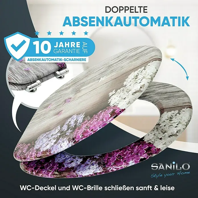 SANILO WC-Sitz Flieder mit Absenkautomatik - MDF, Violett, Mit Absenkautomatik