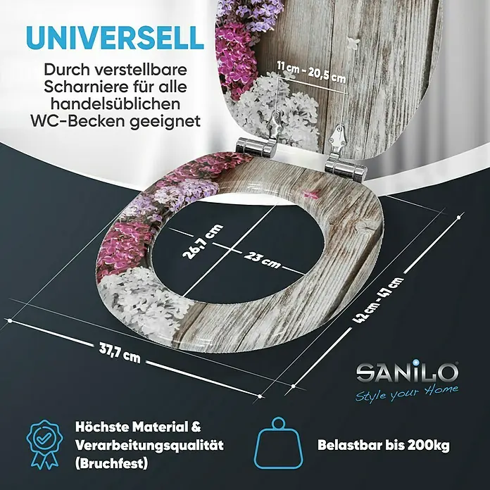 SANILO WC-Sitz Flieder mit Absenkautomatik - MDF, Violett, Mit Absenkautomatik