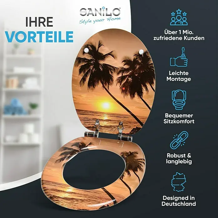 SANILO WC-Sitz Summer mit Absenkautomatik - MDF, Orange, Mit Absenkautomatik