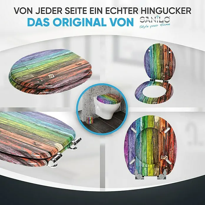 SANILO WC-Sitz Rainbow mit Absenkautomatik - MDF, Multicolor, Mit Absenkautomatik