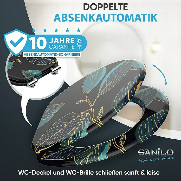 SANILO WC-Sitz Tavira mit Absenkautomatik - MDF, Schwarz, Mit Absenkautomatik