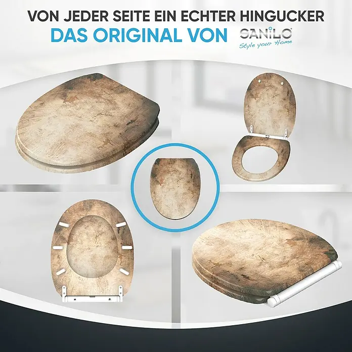 SANILO WC-Sitz Canvas mit Schnellverschluss - MDF, Braun, Mit Absenkautomatik