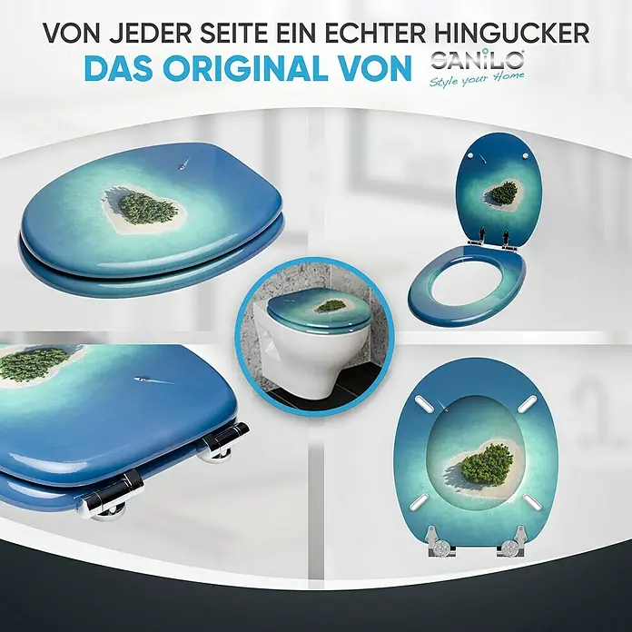 SANILO WC-Sitz Dream Island mit Absenkautomatik - MDF, Blau, Mit Absenkautomatik