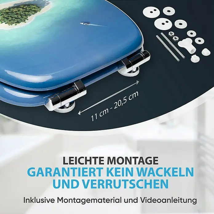 SANILO WC-Sitz Dream Island mit Absenkautomatik - MDF, Blau, Mit Absenkautomatik