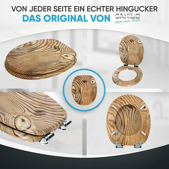 SANILO WC-Sitz Grain mit Absenkautomatik - MDF, Braun, Mit Absenkautomatik