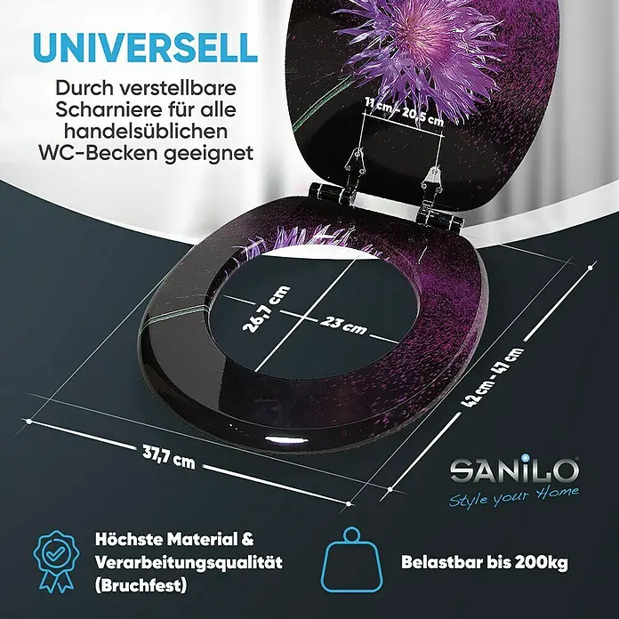 SANILO WC-Sitz Purple Dust mit Absenkautomatik - MDF, Violett, Mit Absenkautomatik