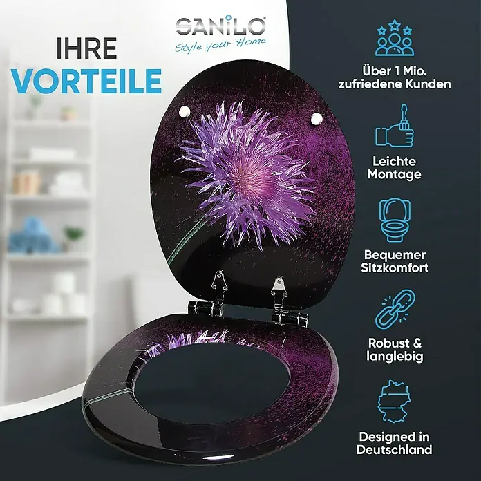 SANILO WC-Sitz Purple Dust mit Absenkautomatik - MDF, Violett, Mit Absenkautomatik