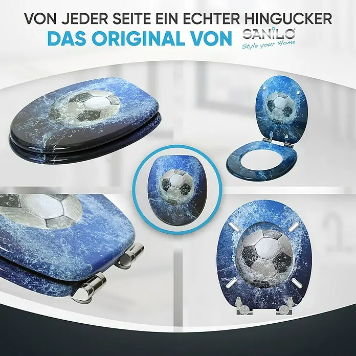 SANILO WC-Sitz Soccer mit Absenkautomatik - MDF, Blau, Mit Absenkautomatik