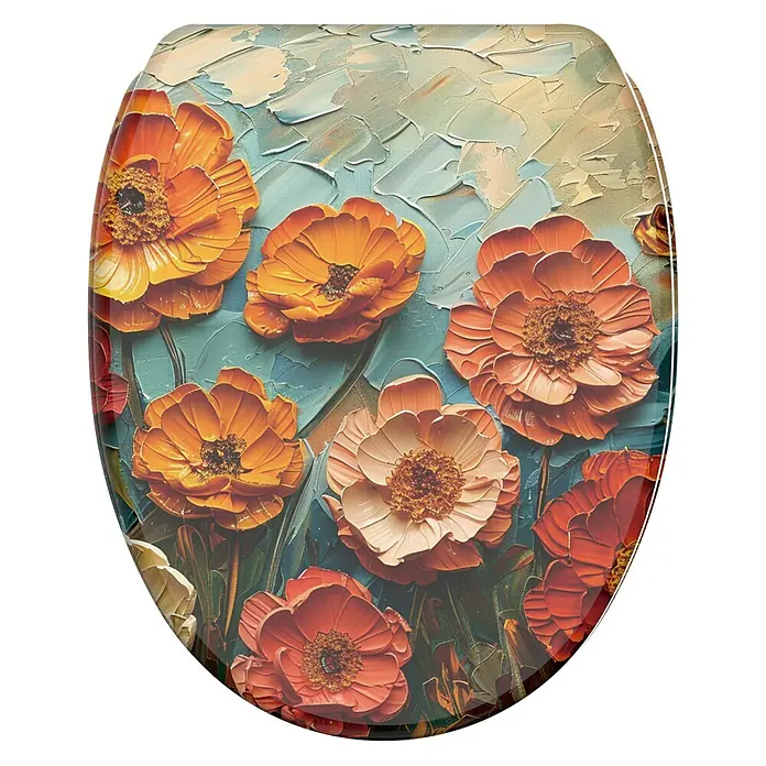 SANILO WC-Sitz Florum mit Schnellverschluss - MDF, Orange|Rot|Blau, Mit Absenkautomatik