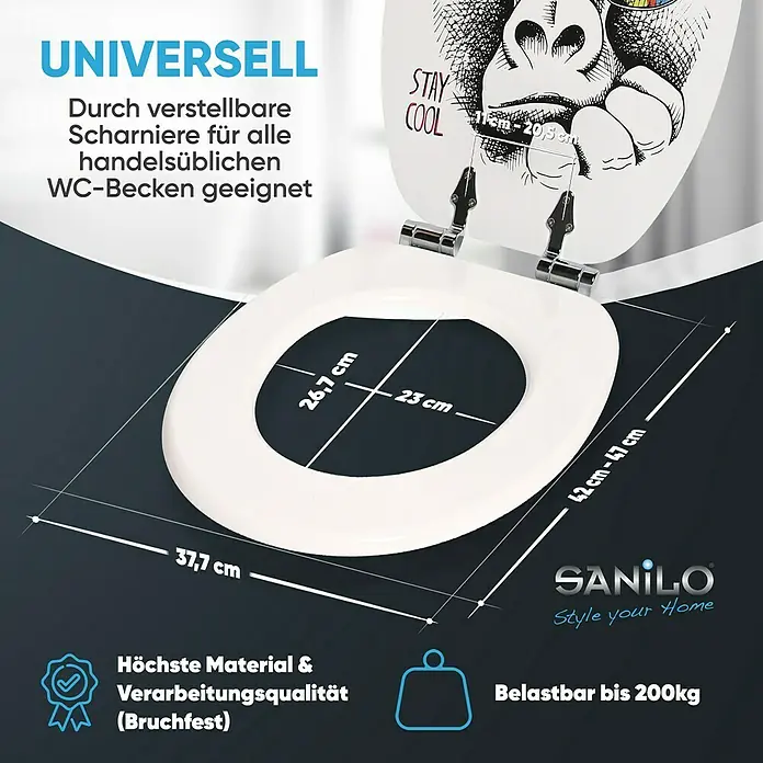 SANILO WC-Sitz Stay Cool mit Absenkautomatik - MDF, Multicolor, Mit Absenkautomatik