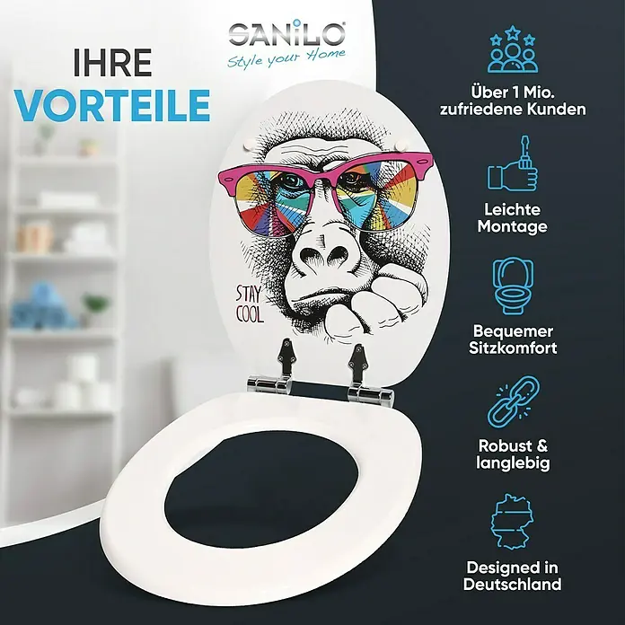 SANILO WC-Sitz Stay Cool mit Absenkautomatik - MDF, Multicolor, Mit Absenkautomatik
