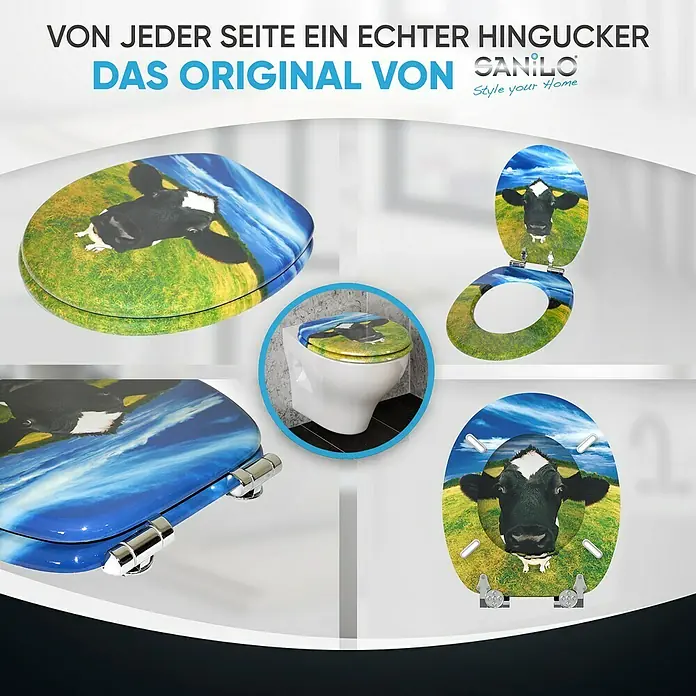 SANILO WC-Sitz Kuhkopf mit Absenkautomatik - MDF, Multicolor, Mit Absenkautomatik