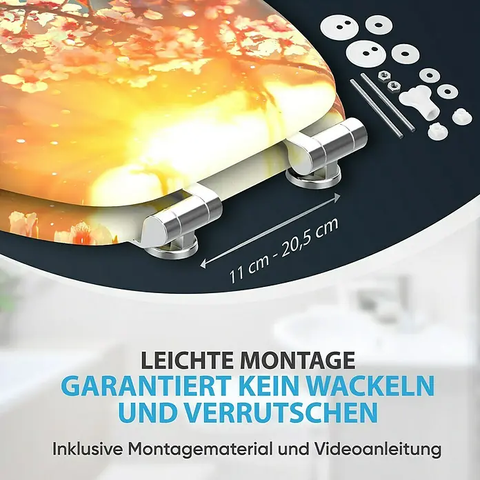 SANILO WC-Sitz Kirschblüte mit Absenkautomatik - MDF, Orange, Mit Absenkautomatik