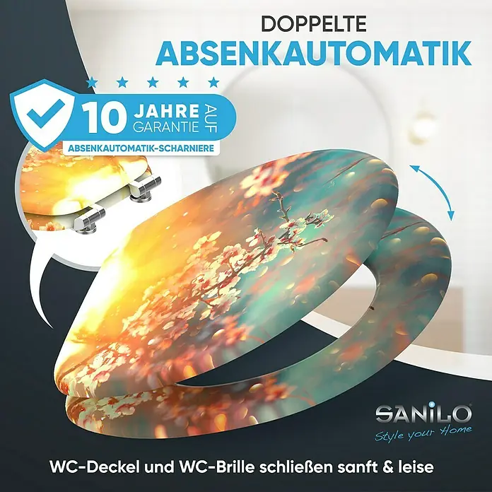 SANILO WC-Sitz Kirschblüte mit Absenkautomatik - MDF, Orange, Mit Absenkautomatik