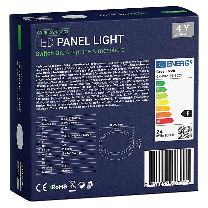 Green Tech LED panel  (24 W, Ø x V: 29 x 4 cm, Bijela) | BAUHAUS