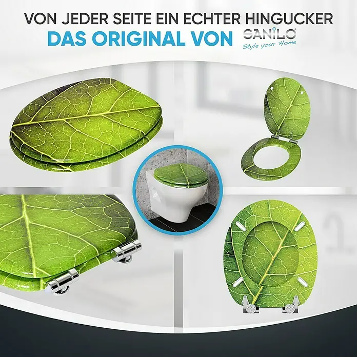 SANILO WC-Sitz Blatt mit Absenkautomatik - MDF, Grün, Mit Absenkautomatik