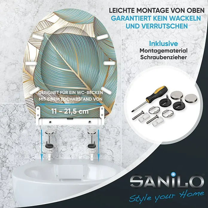 SANILO WC-Sitz Beautiful mit Schnellverschluss - MDF, Blau, Mit Absenkautomatik