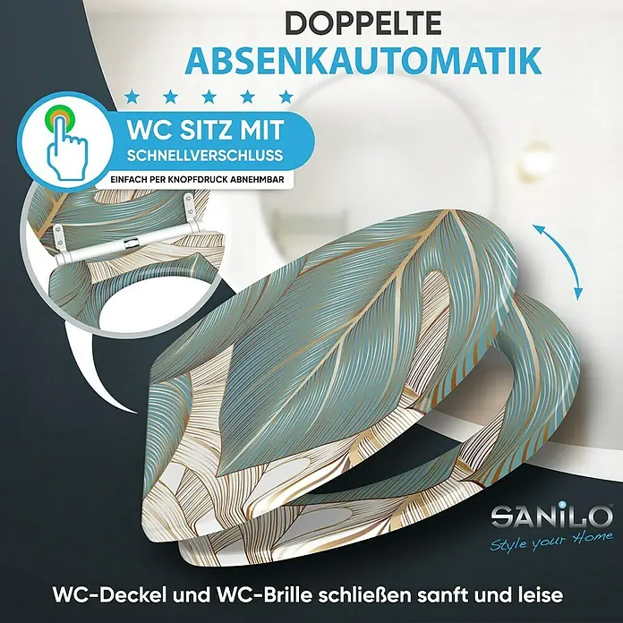 SANILO WC-Sitz Beautiful mit Schnellverschluss - MDF, Blau, Mit Absenkautomatik