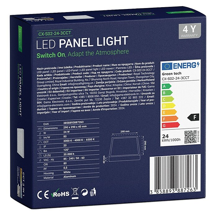 Green Tech LED panel  (24 W, D x Š x V: 290 x 290 x 40 mm, Bijela) | BAUHAUS