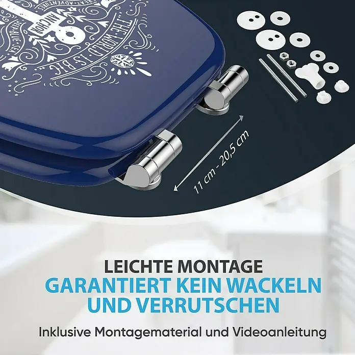 SANILO WC-Sitz Anker mit Absenkautomatik - MDF, Blau, Mit Absenkautomatik