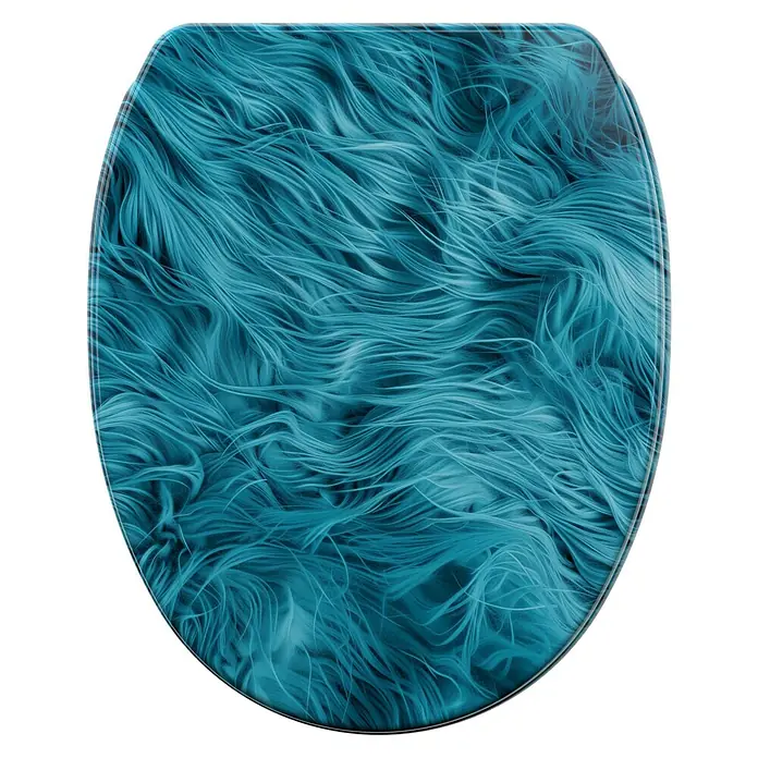 SANILO WC-Sitz Fluffy mit Schnellverschluss - MDF, Blau, Mit Absenkautomatik