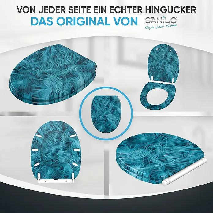 SANILO WC-Sitz Fluffy mit Schnellverschluss - MDF, Blau, Mit Absenkautomatik