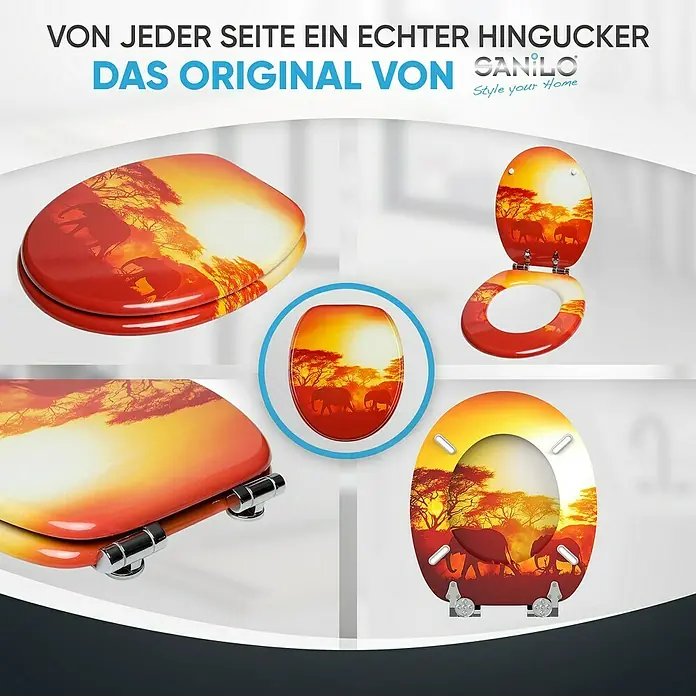 SANILO WC-Sitz Savanne mit Absenkautomatik - MDF, Orange, Mit Absenkautomatik