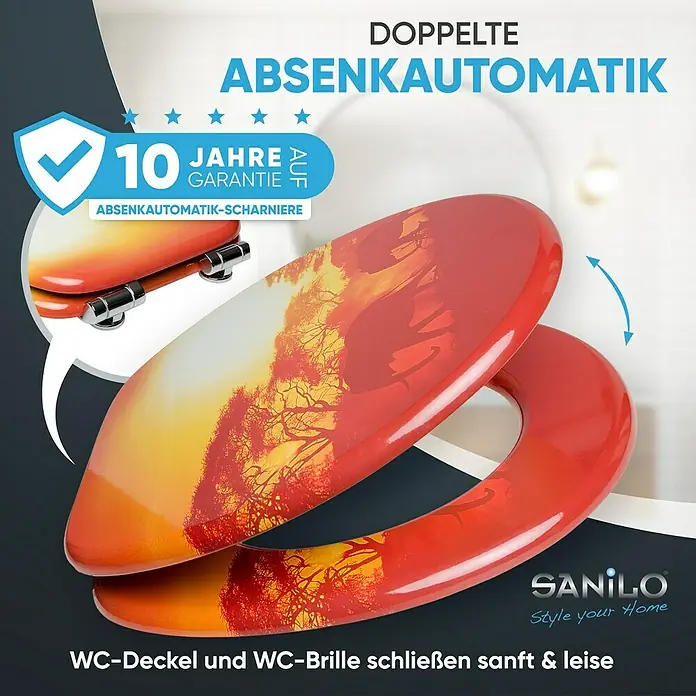 SANILO WC-Sitz Savanne mit Absenkautomatik - MDF, Orange, Mit Absenkautomatik