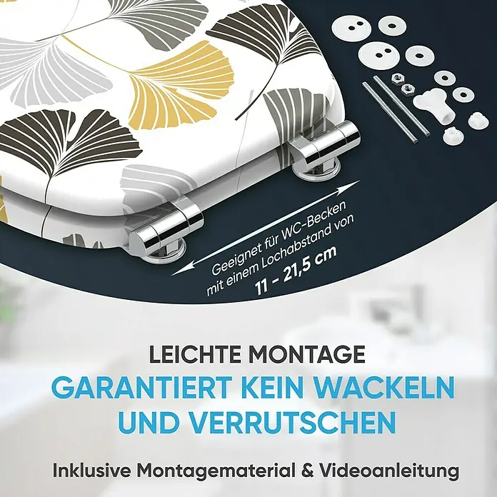 SANILO WC-Sitz Ginkgo mit Absenkautomatik - MDF, Weiß, Mit Absenkautomatik