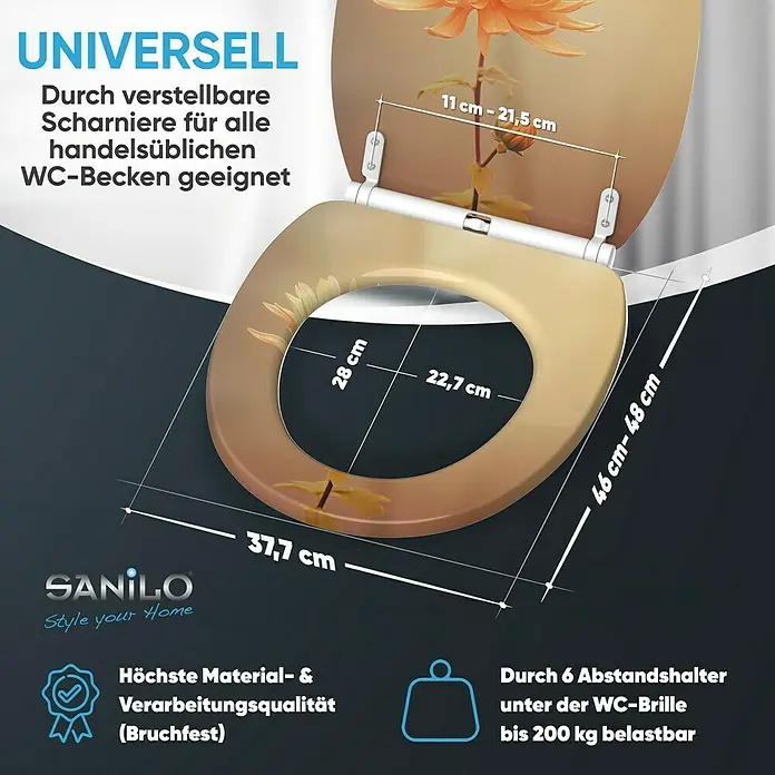 SANILO WC-Sitz Mum mit Schnellverschluss - MDF, Orange, Mit Absenkautomatik
