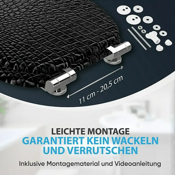 SANILO WC-Sitz Leder mit Absenkautomatik - MDF, Schwarz, Mit Absenkautomatik