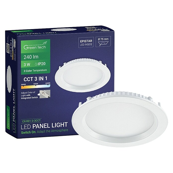 Green Tech LED panel okrugli  (3 W, Ø x V: 8,2 x 2,5 cm, Bijela) | BAUHAUS