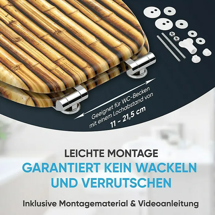 SANILO WC-Sitz Bambusa mit Absenkautomatik - MDF, Braun, Mit Absenkautomatik