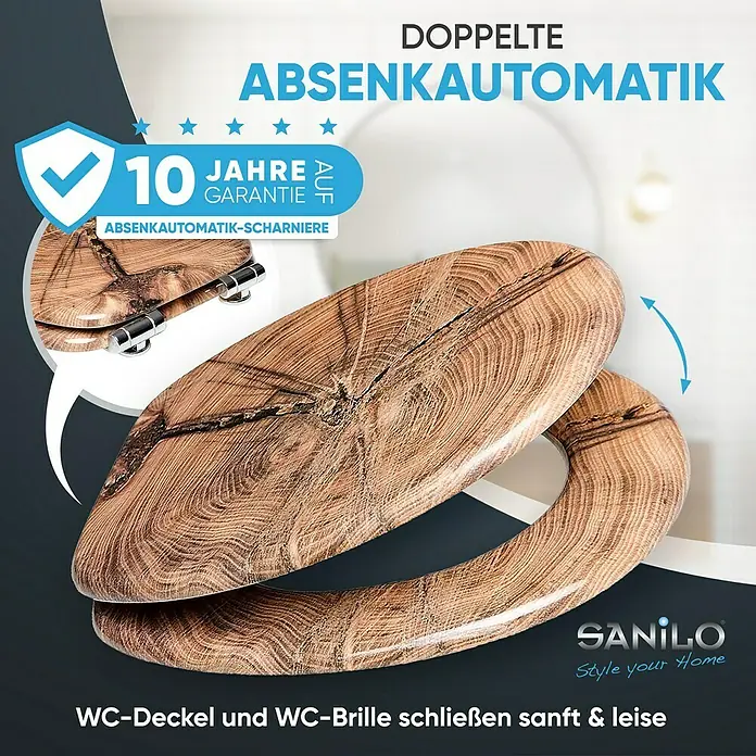 SANILO WC-Sitz Old Tree mit Absenkautomatik - MDF, Braun, Mit Absenkautomatik