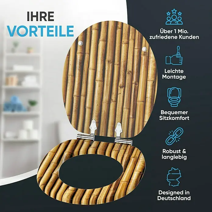 SANILO WC-Sitz Bambusa mit Absenkautomatik - MDF, Braun, Mit Absenkautomatik