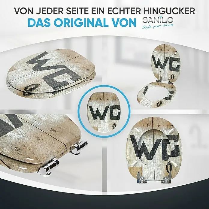 SANILO WC-Sitz Old Style mit Absenkautomatik - MDF, Braun, Mit Absenkautomatik